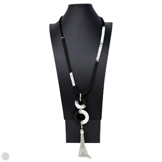 Beaded Double Circle Tassel Necklace In Black & White By Chicos