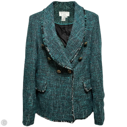 Fringe Trim Tweed Blazer By Helene Berman London X Anthropologie In Teal, Size: M