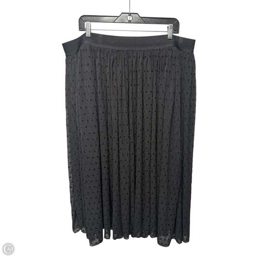 Flocked Polka Dot Skirt Midi By Torrid In Black, Size: 3x