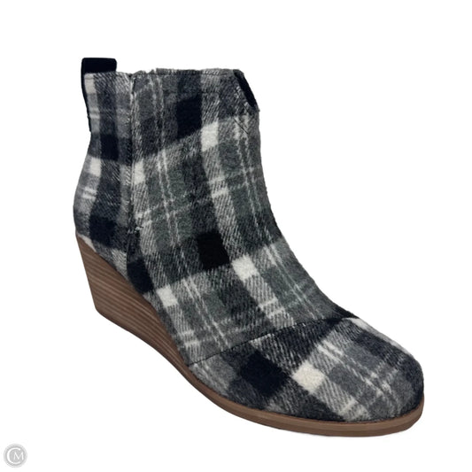 Wedge Boots Ankle Heels By Toms In Plaid Pattern, Size: 7