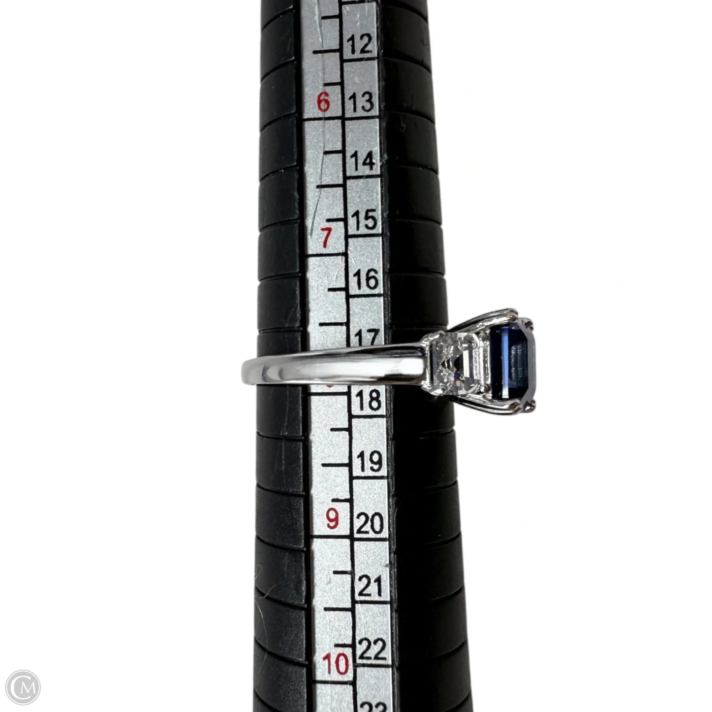 Sterling Silver Blue & Clear Stone Ring, Size: 8