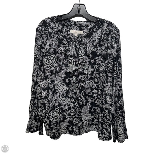 Top Long Sleeve By Loft In Black & White, Size: Xl
