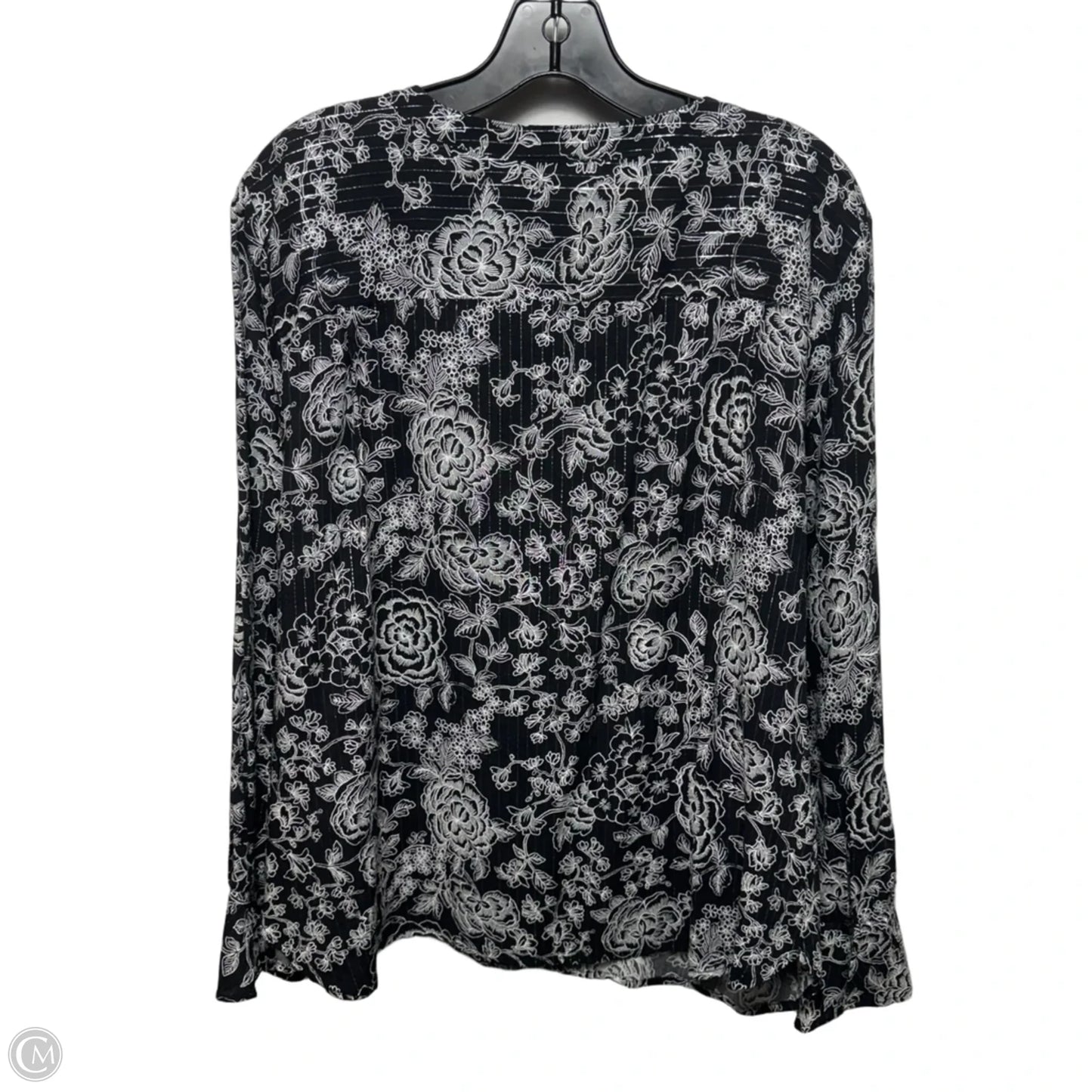 Top Long Sleeve By Loft In Black & White, Size: Xl