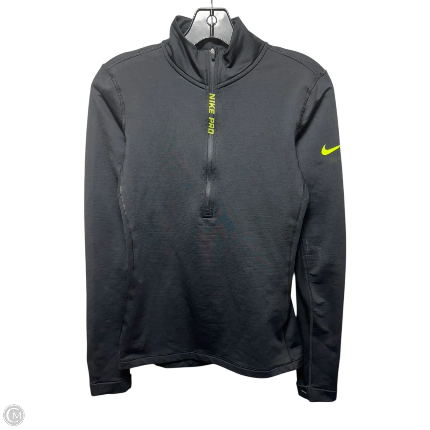 Athletic Top Long Sleeve Collar By Nike Apparel In Black, Size: S