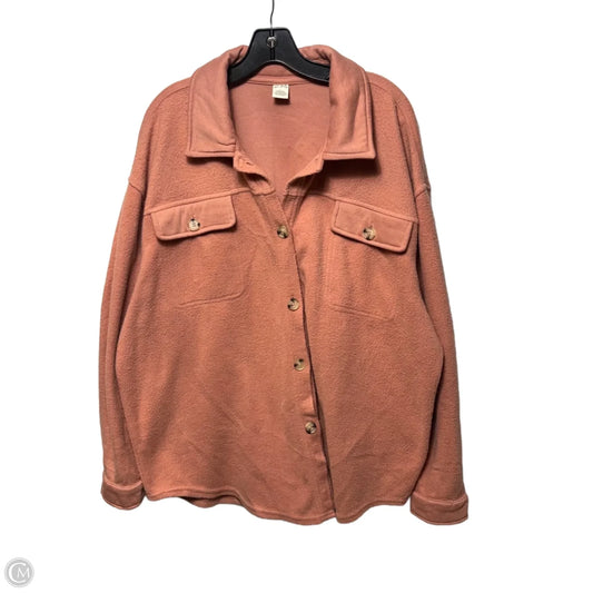 Jacket Shirt By Wonderly In Peach, Size: Xl