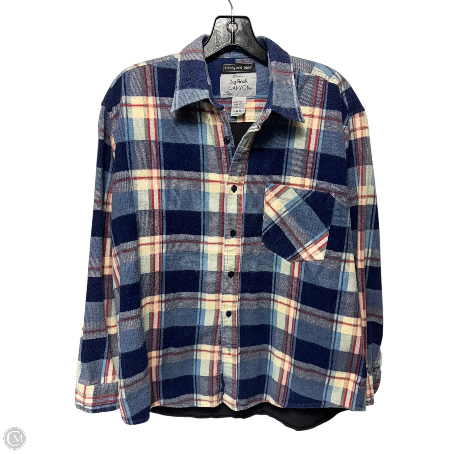 Pink Floyd Top Long Sleeve By Big Rock Canyon In Plaid Pattern, Size: 2x