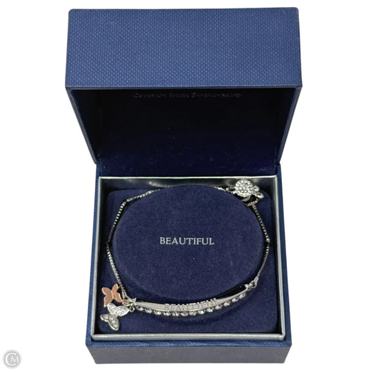 Sterling Silver & Swarovski Crystal Adjustable Butterfly Bar Bracelet By Brilliance