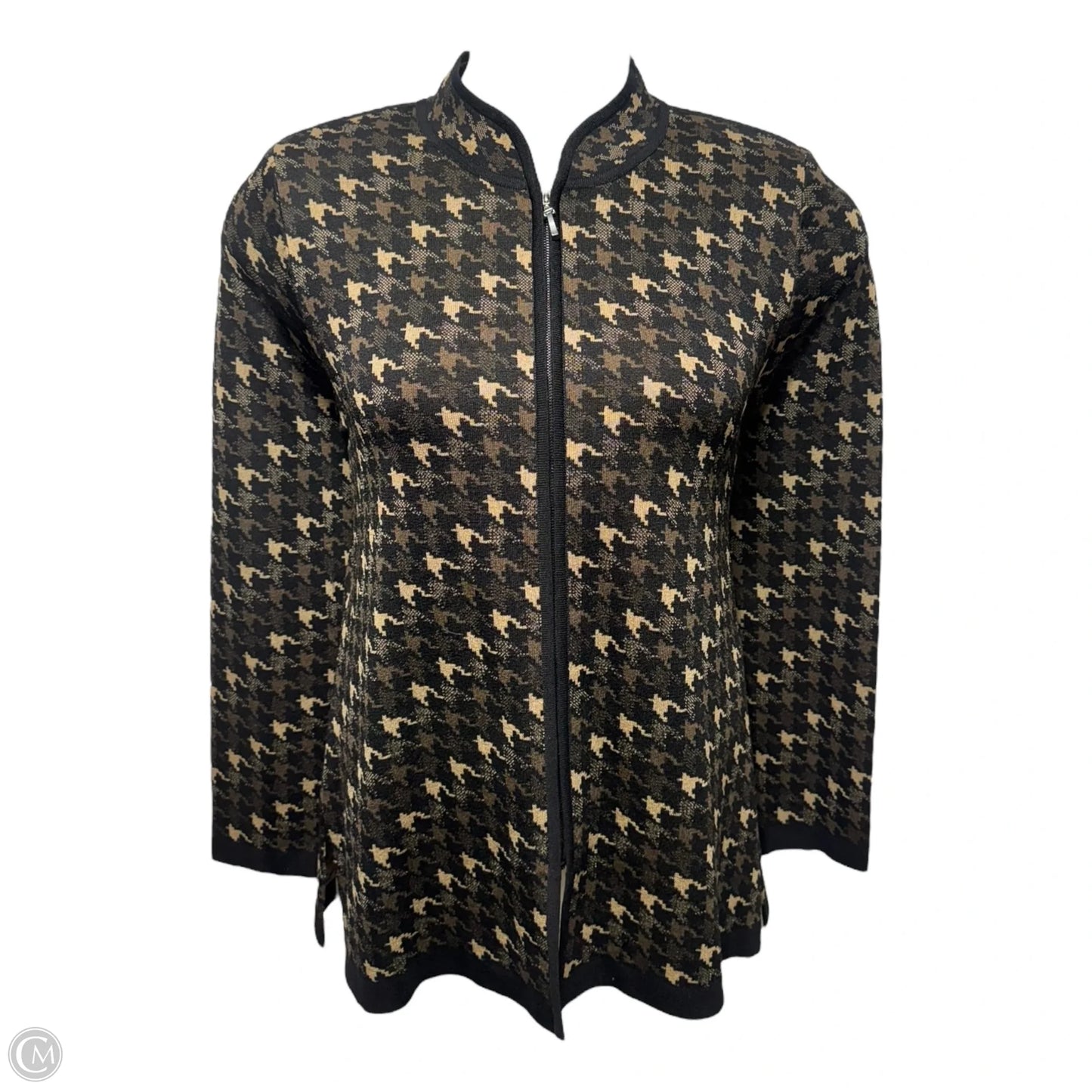 Houndstooth Sweater Cardigan By Misook In Multi-colored, Size: M