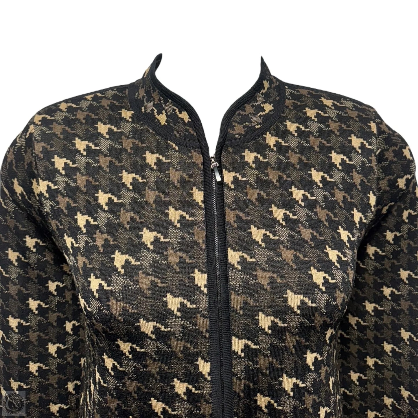 Houndstooth Sweater Cardigan By Misook In Multi-colored, Size: M