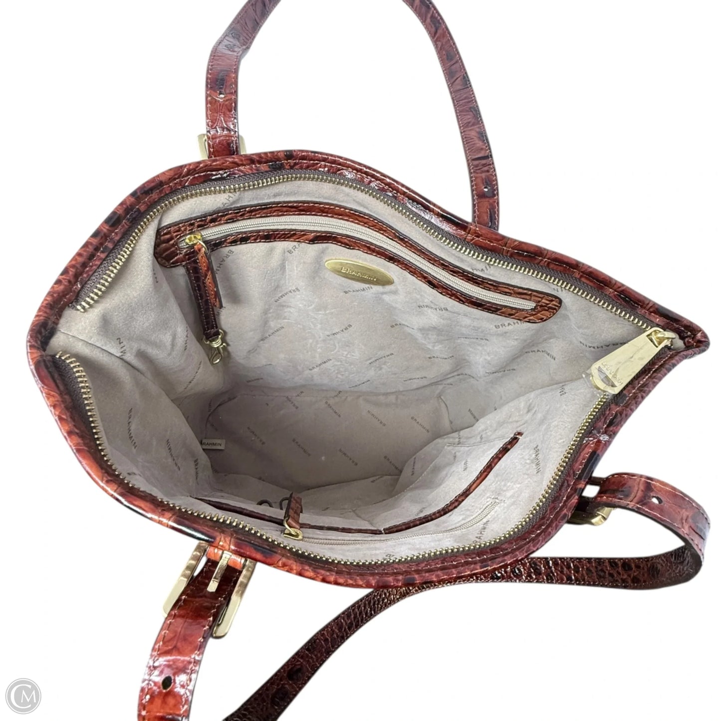 Asher Tote In Pecan Melbourne Designer By Brahmin, Size: Medium