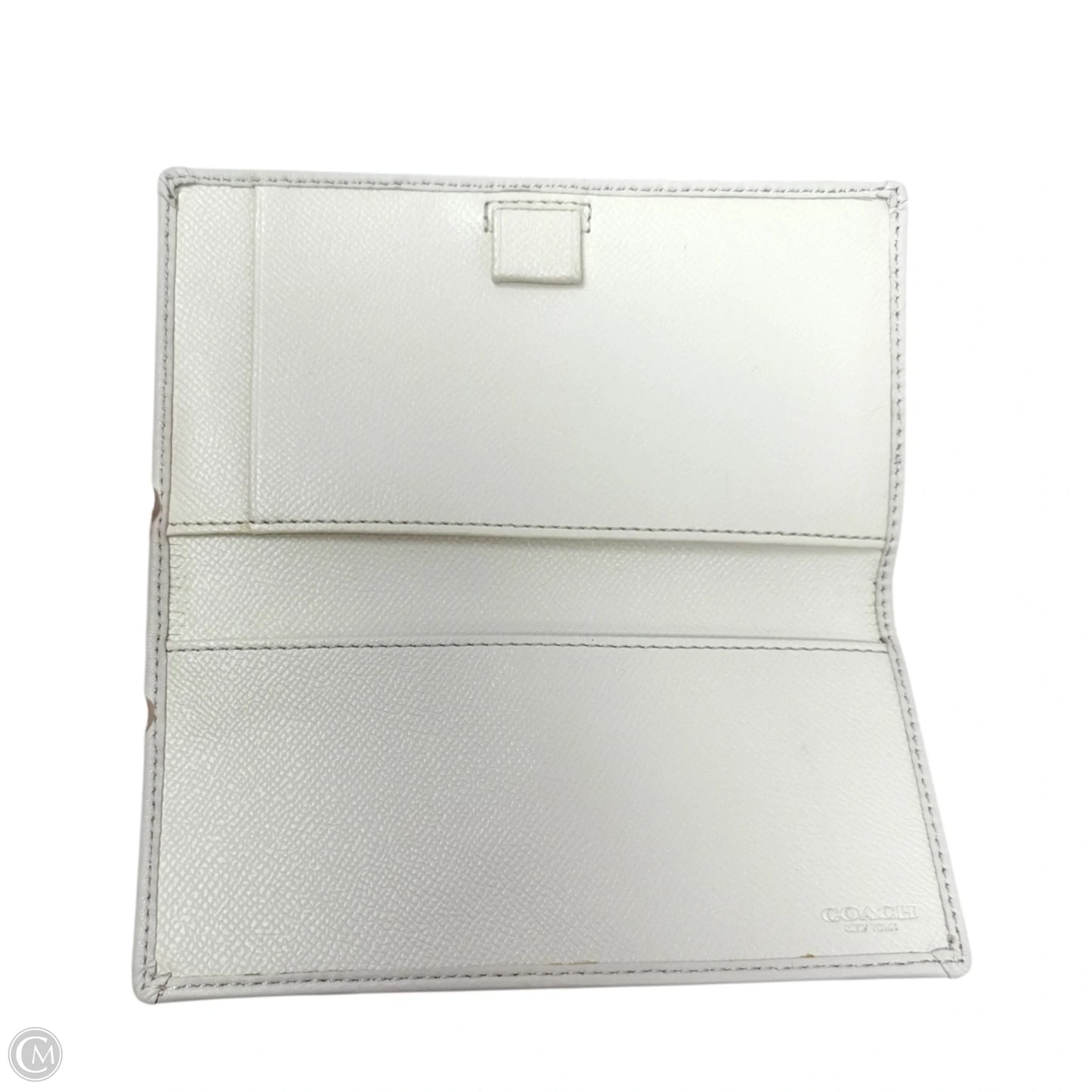 Signature Checkbook Wallet In Silver/Light Khaki/Chalk Designer By Coach, Size: Medium
