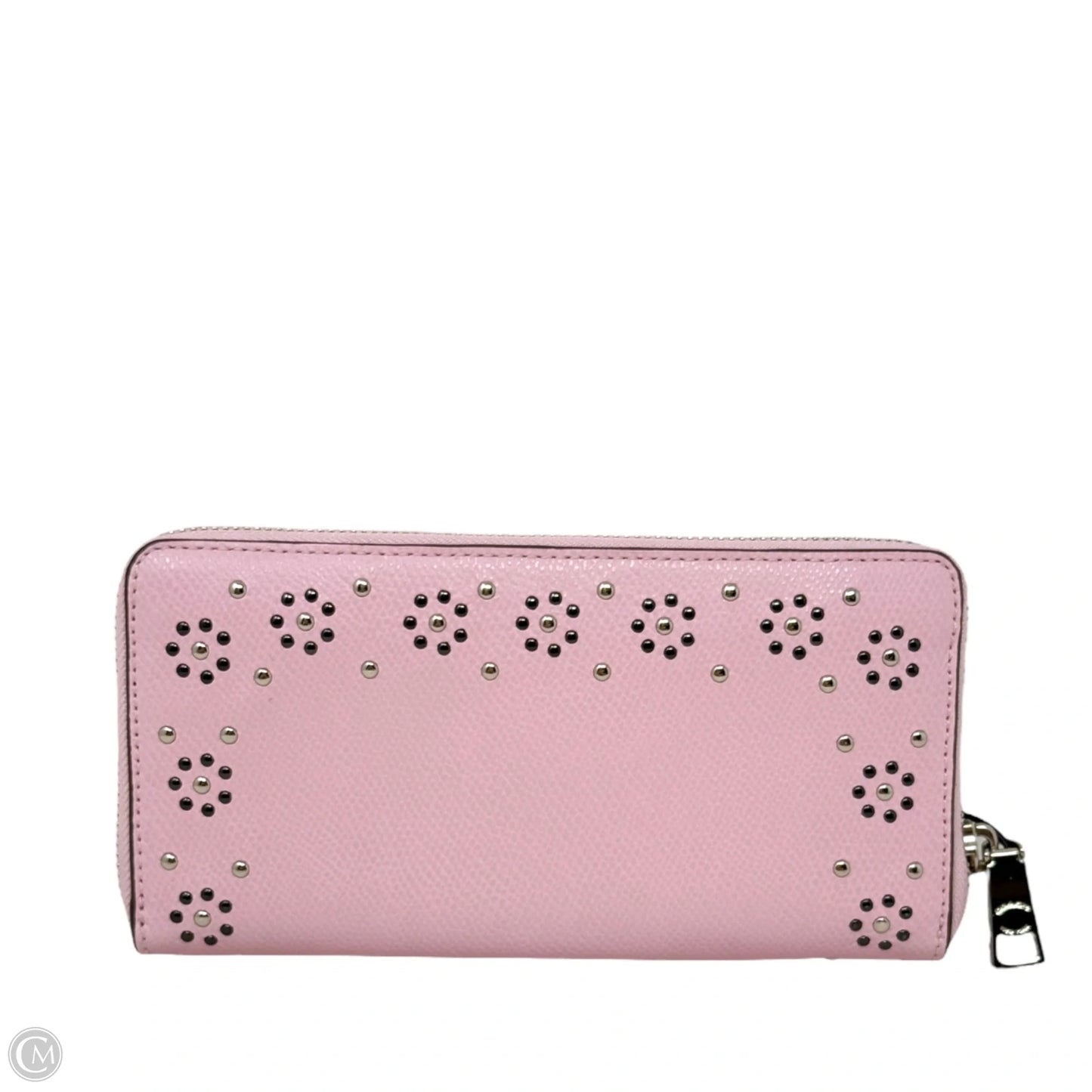 Border Stud Accordion Zip Wallet In Silver/PetalDesigner By Coach, Size: Large