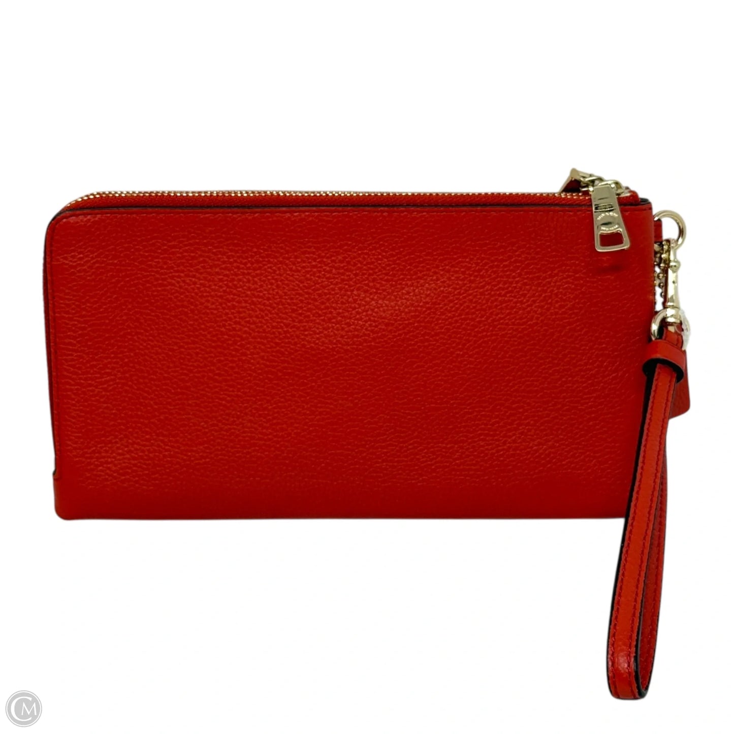 Pebbled Leather Double Zip Wallet Wristlet Designer By Coach, Size: Medium