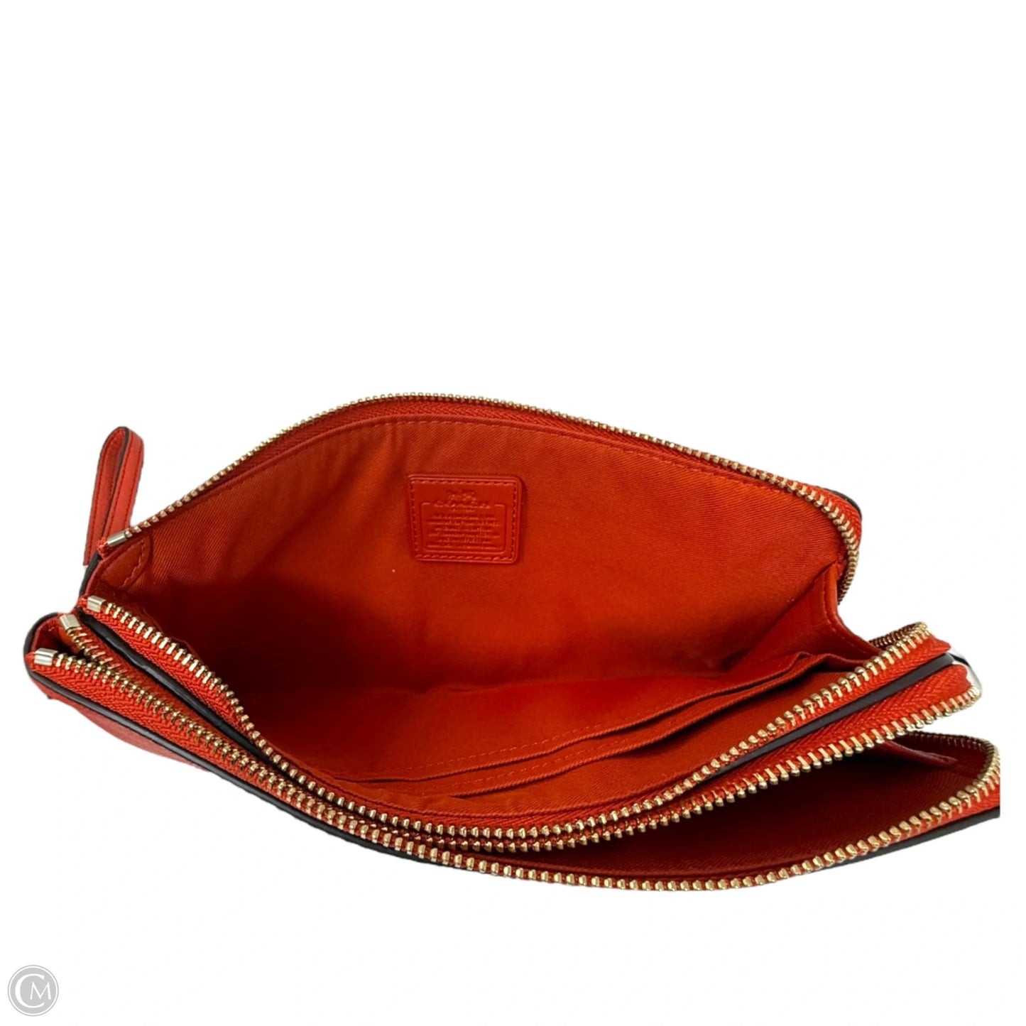 Pebbled Leather Double Zip Wallet Wristlet Designer By Coach, Size: Medium