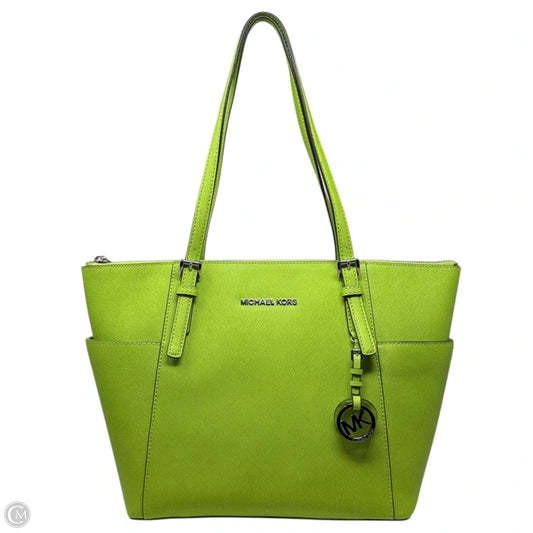 Jet Set East West Top-Zip Saffiano Leather Tote In Pear Designer By Michael Kors, Size: Medium