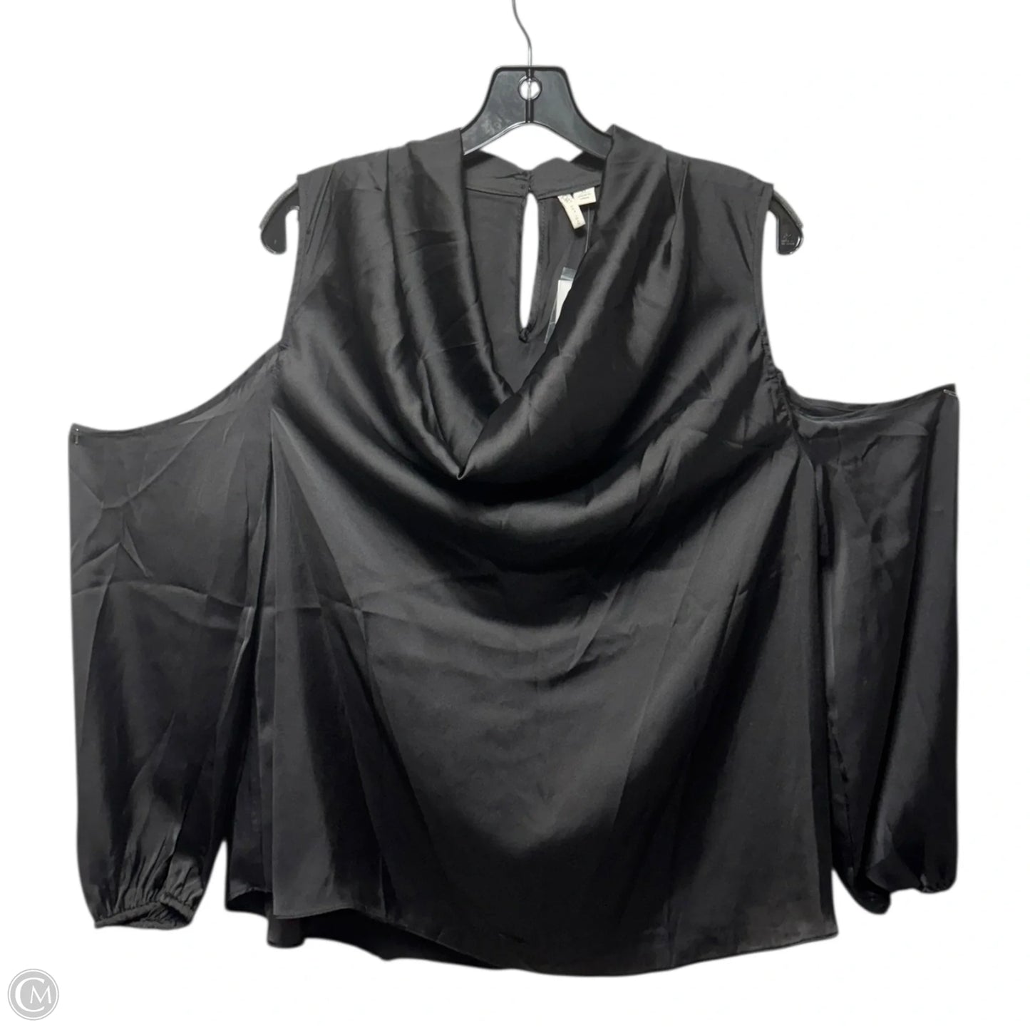 Cowl Neck Cold Shoulder Blouse By Cato In Black, Size: XL