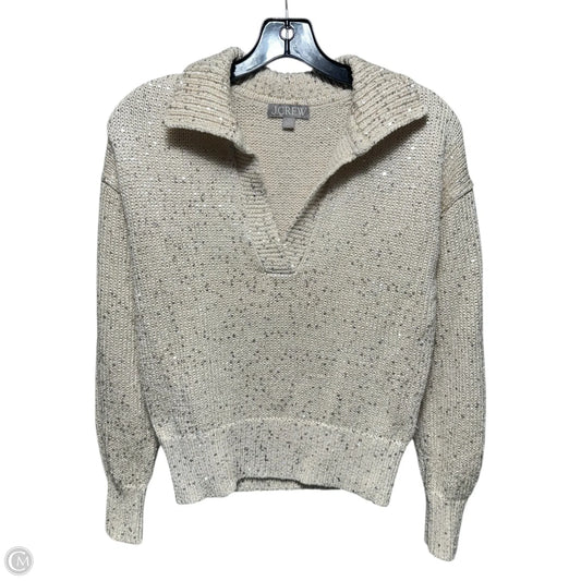 Holiday Sequin Sweater Polo By J. Crew In Cream & Silver, Size: XS
