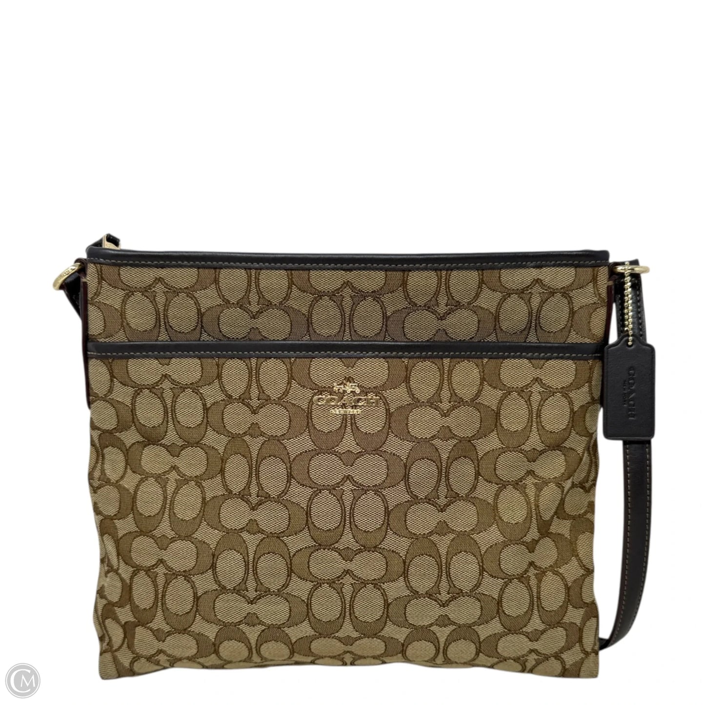 Signature Jacquard File Crossbody Designer By Coach, Size: Medium