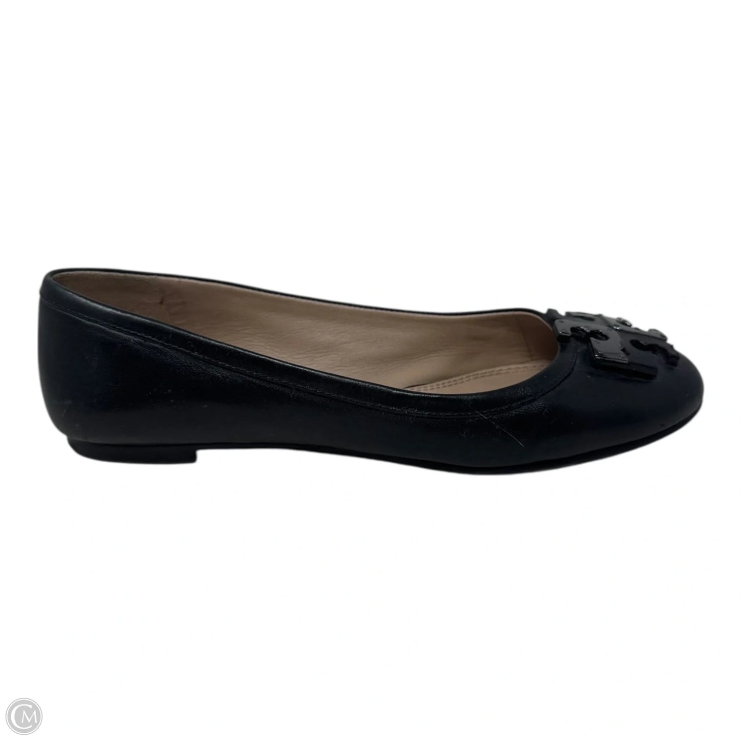 Logo Flats Shoes Designer By Tory Burch In Black, Size: 5.5