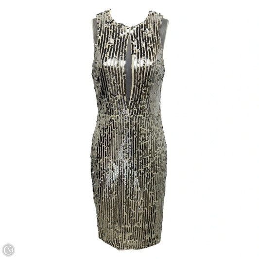 Alexis Sequin Mesh Trim Dress Party Midi By Gianni Bini In Silver, Size: XS