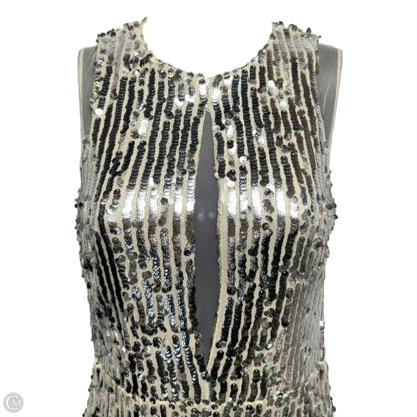 Alexis Sequin Mesh Trim Dress Party Midi By Gianni Bini In Silver, Size: XS