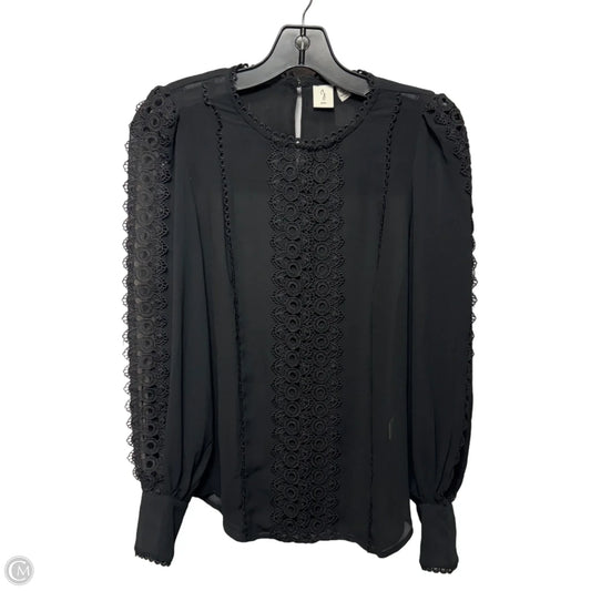 Sheer Eyelet Blouse Long Sleeve By Joie In Black, Size: S