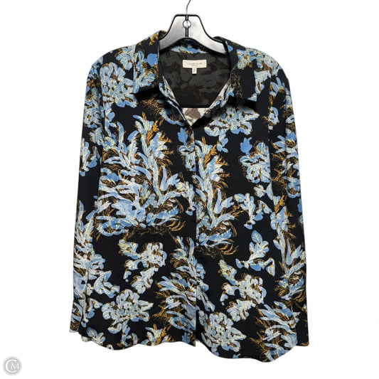 Scottie Abstract-Print Button-Down Blouse Designer By Lafayette 148 In Multi-colored, Size: L
