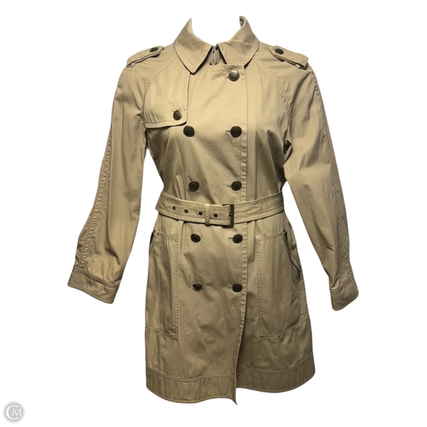 Coat Trench Coat By Loft In Tan, Size: Xl