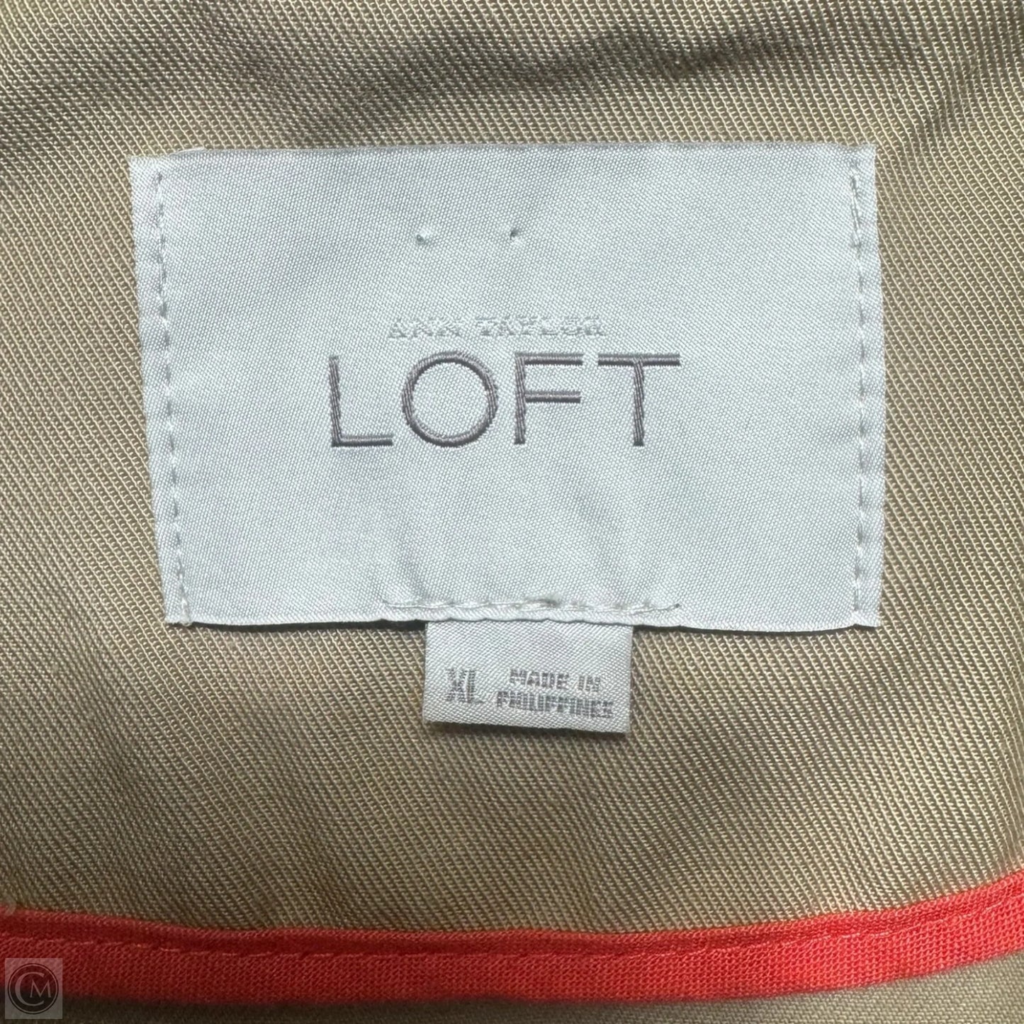 Coat Trench Coat By Loft In Tan, Size: Xl