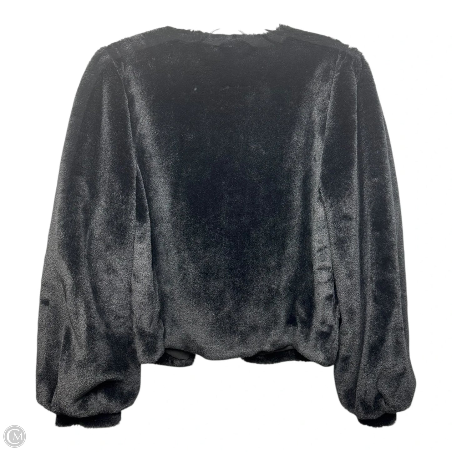 Faux Fur Blouson Sleeve Open Front Cropped Jacket  By Chelsea And Violet In Black, Size: XS