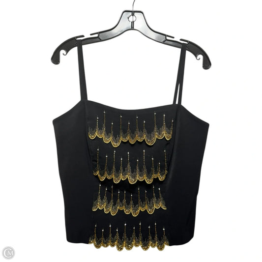 Vintage Beaded Top Sleeveless By Mariella Ferretti In Black & Gold, Size: 12