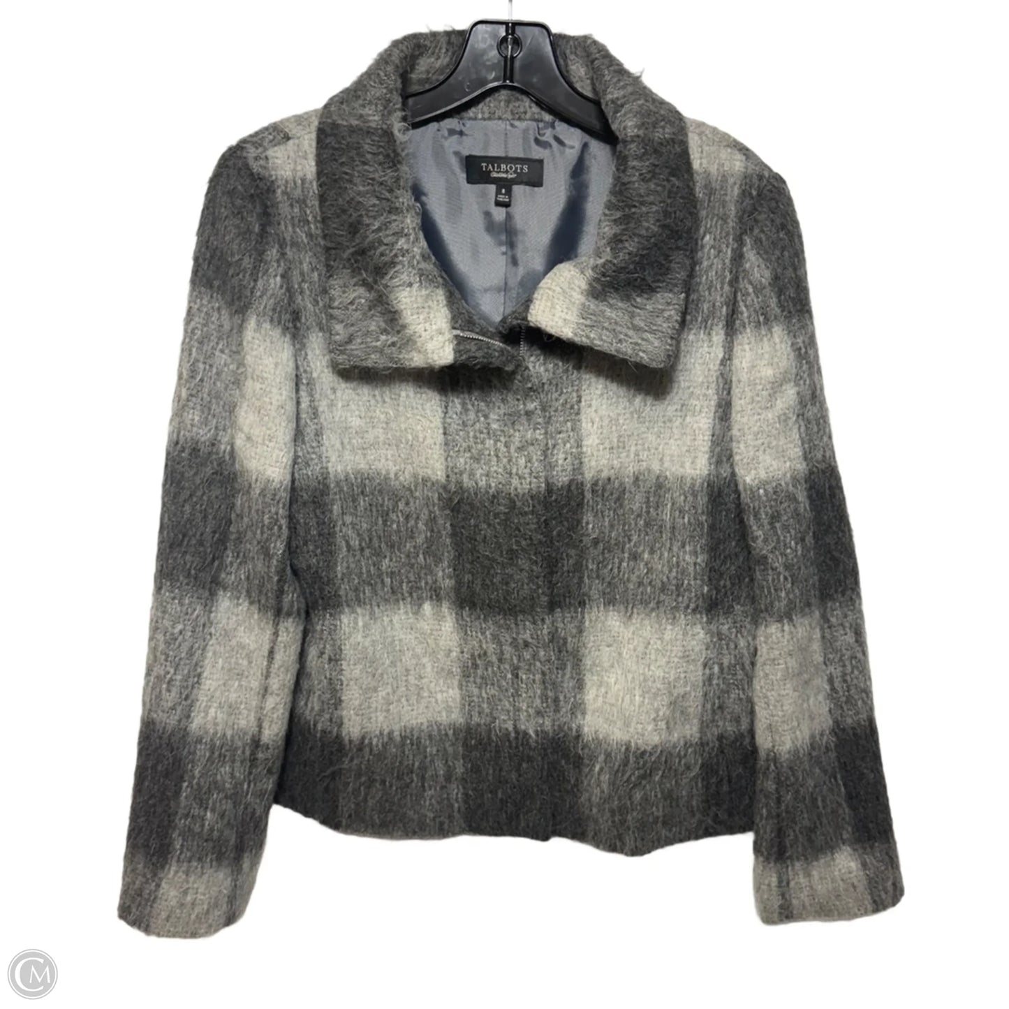 Wool Blend Jacket By Talbots In Grey, Size: 8