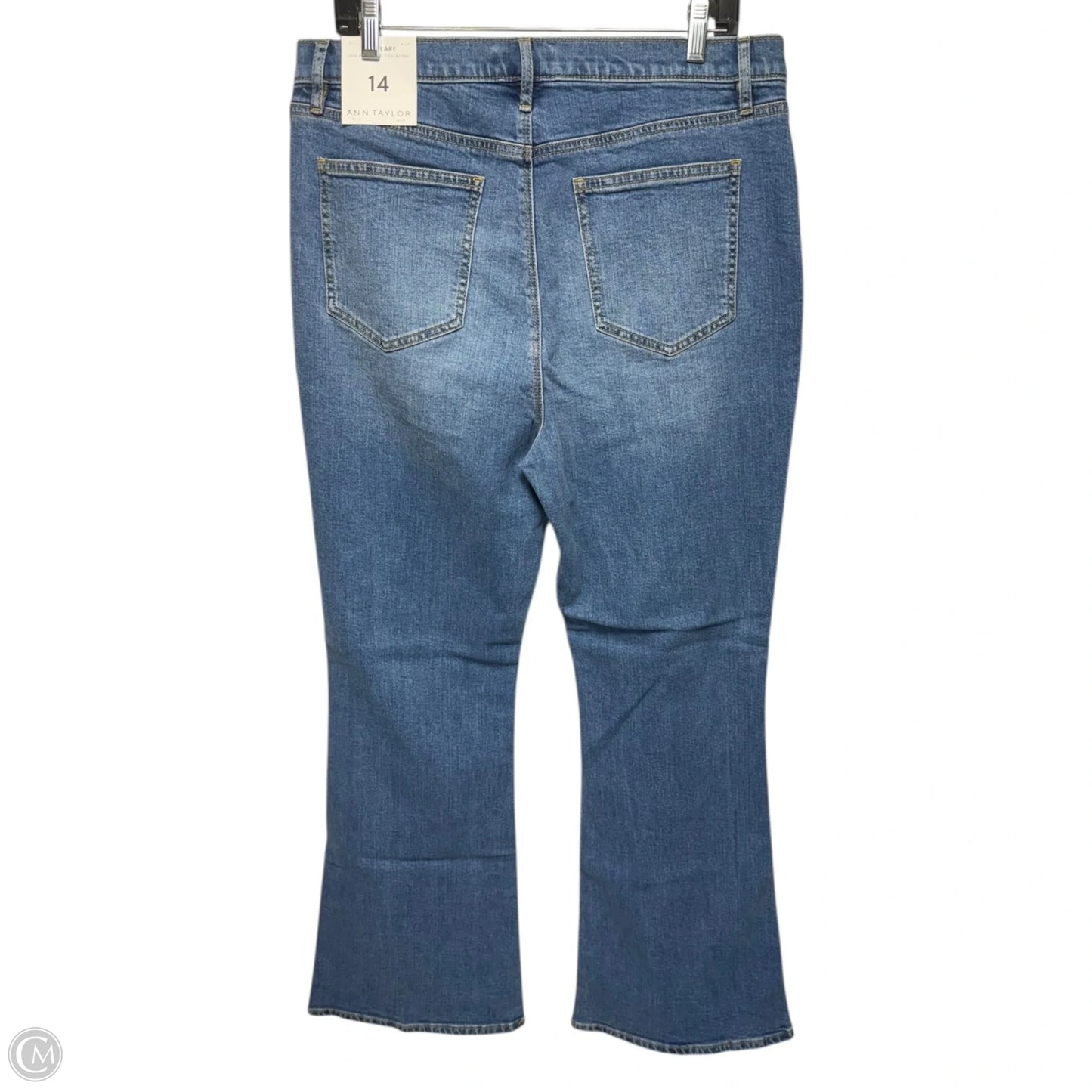 The Flare High Rise Perfect Pocketing Jeans By Ann Taylor In Blue Denim, Size: 14