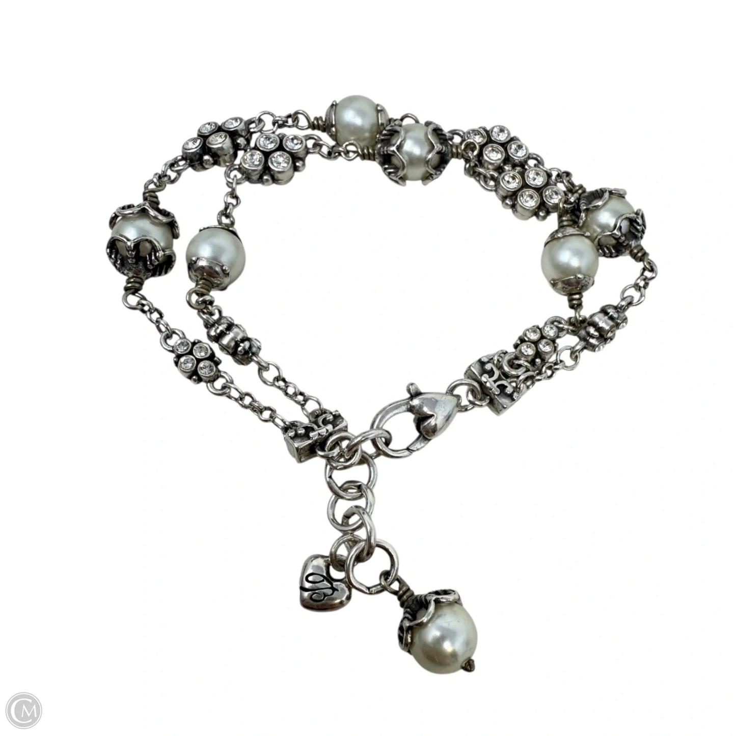 Retired Atma Pearls Silver Tone Double Strand Bracelet. By Brighton