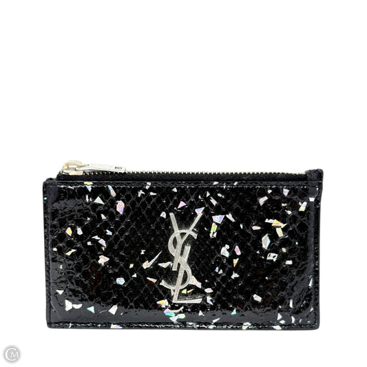 Fragments Glitter Python Card Case In Black Luxury Designer By Yves Saint Laurent, Size: Small