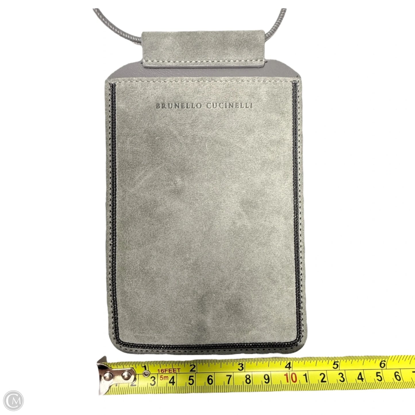 Suede Phone Crossbody Designer By Brunello Cucinelli, Size: Small