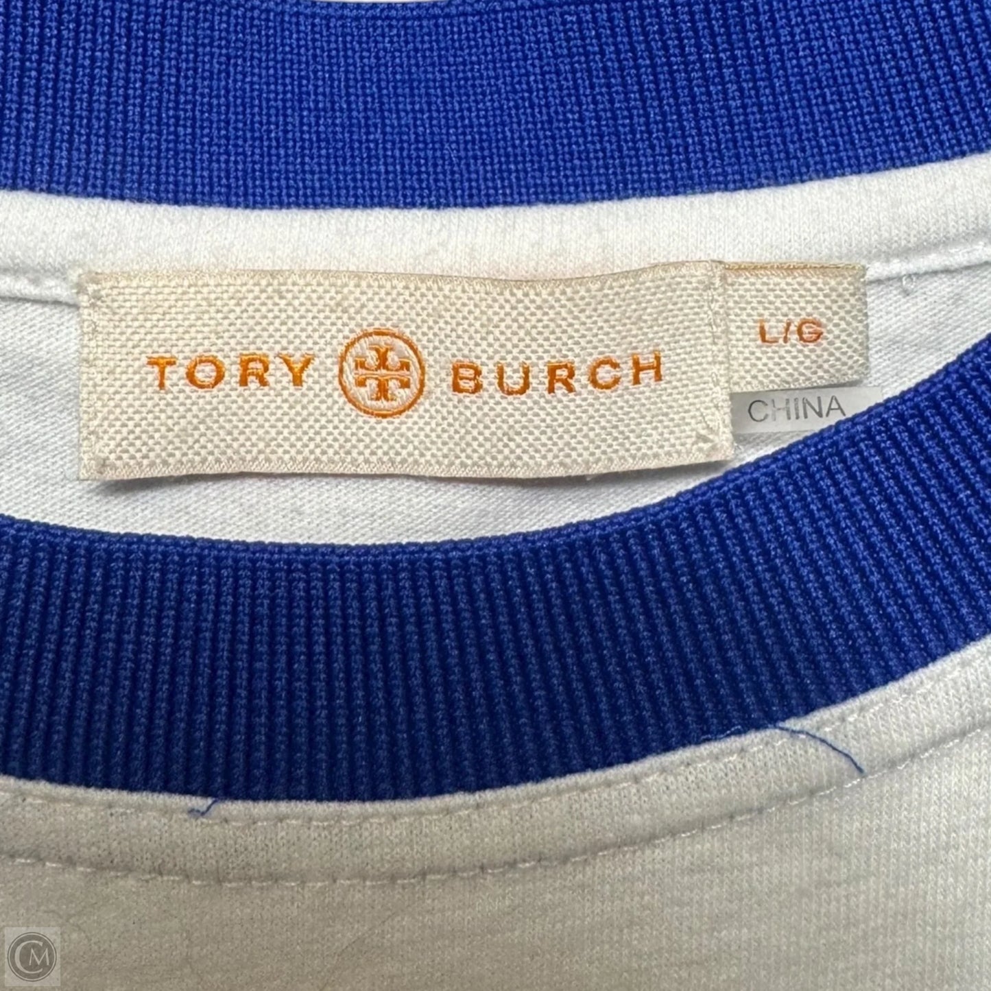 Tropical Top Short Sleeve Designer By Tory Burch In White, Size: L