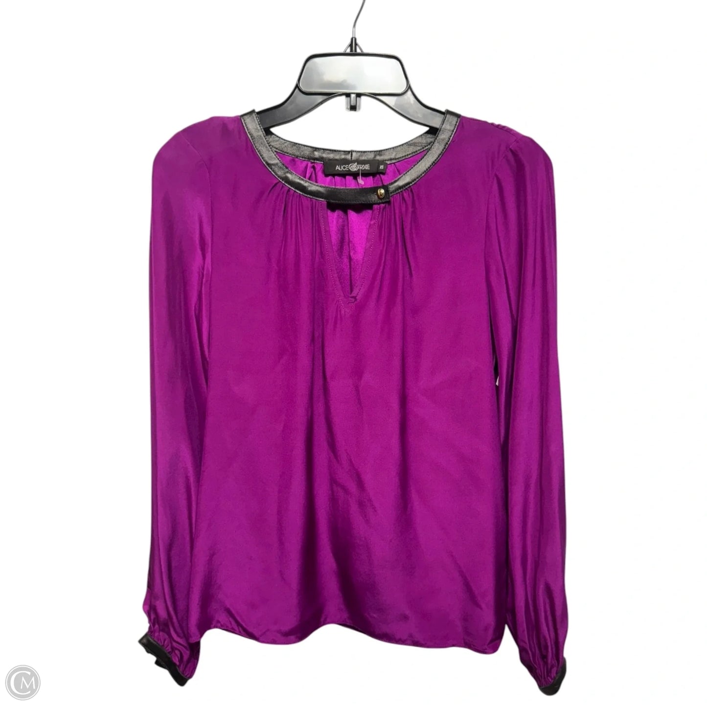 Silk & Leather Blouse Long Sleeve By Alice & Trixie In Purple, Size: Xs