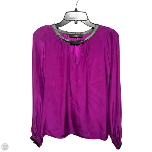 Silk & Leather Blouse Long Sleeve By Alice & Trixie In Purple, Size: Xs