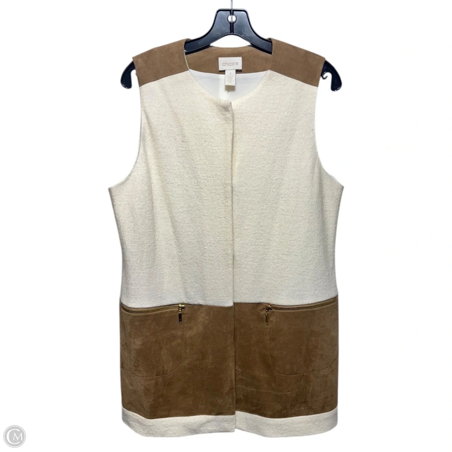 Vest Other By Chicos In Cream & Tan, Size: M
