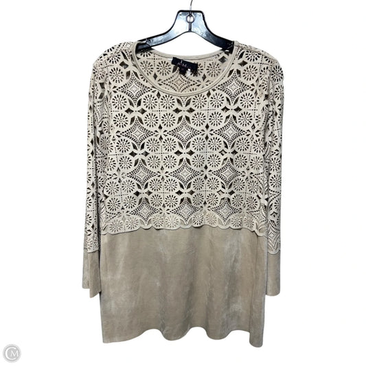 Faux Suede Eyelet Top Long Sleeve By Alberto Makali In Cream, Size: M