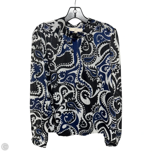 Keyhole Blouse Long Sleeve By Loft In Multi-colored, Size: L