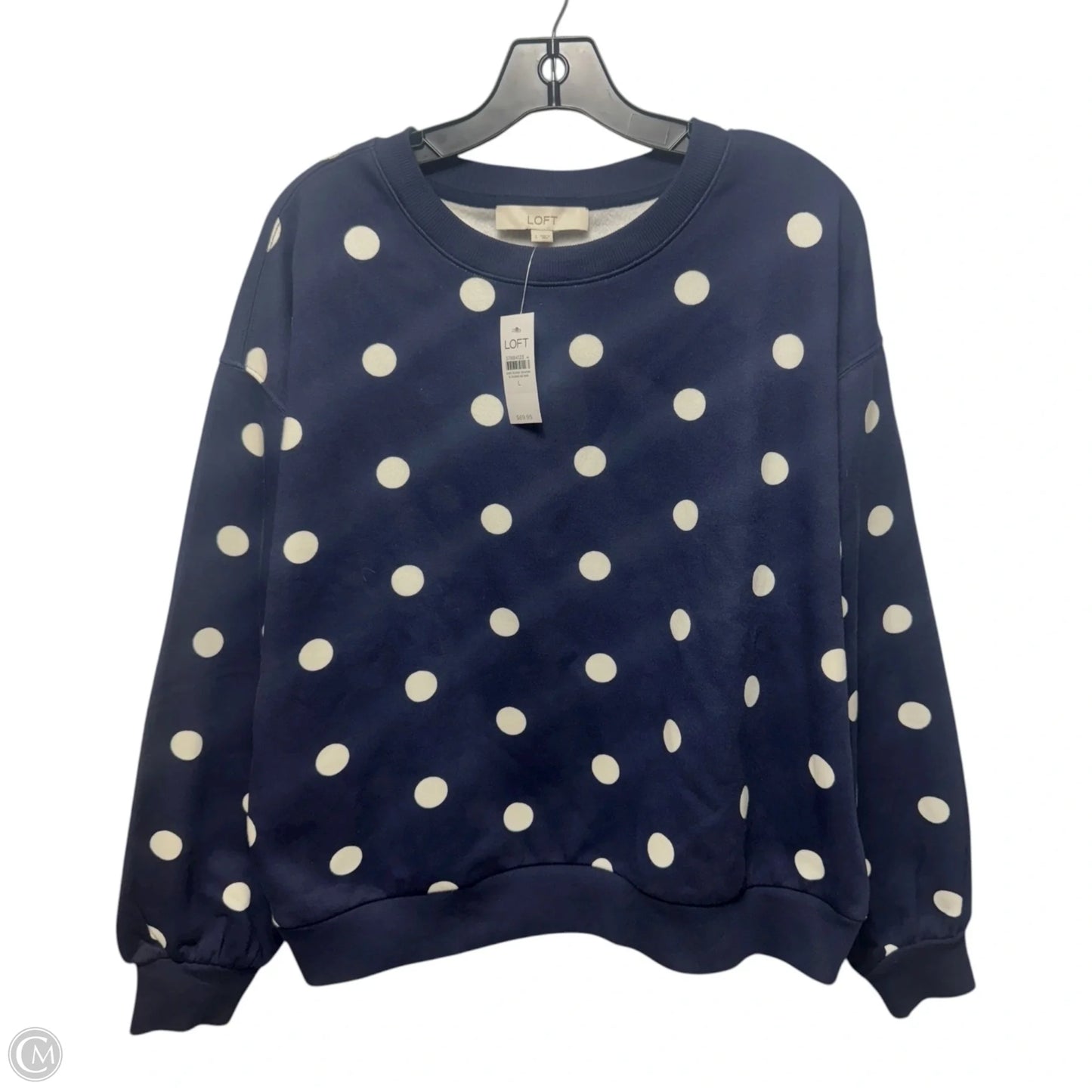 Sweatshirt Crewneck By Loft In Polkadot Pattern, Size: L