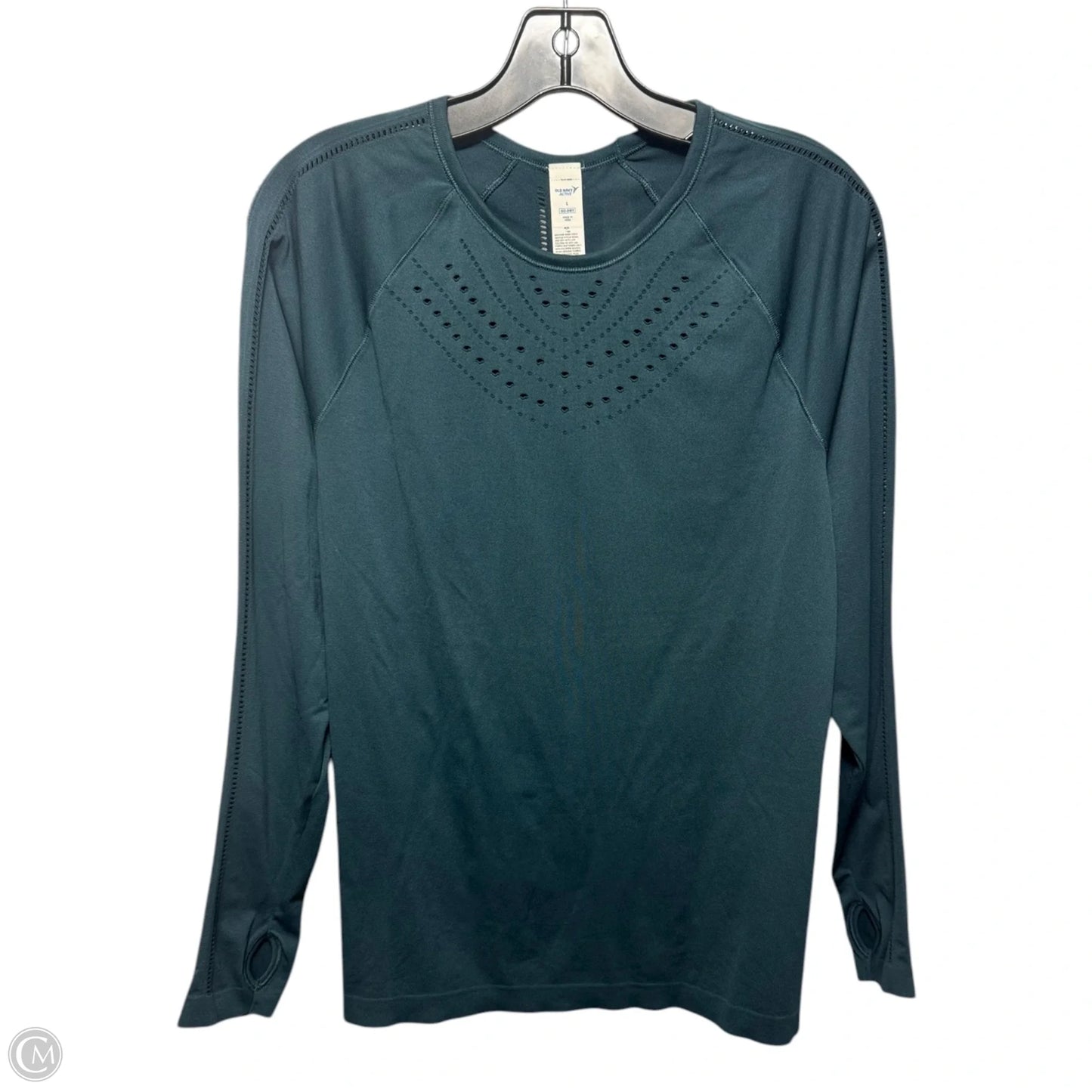 Eyelet Athletic Top Long Sleeve Crewneck By Old Navy In Teal, Size: L