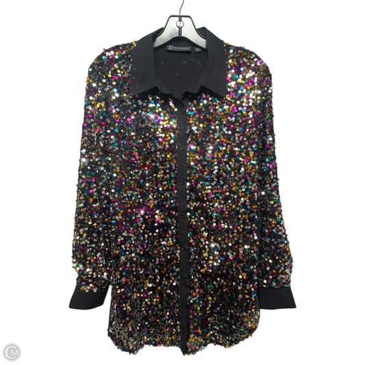 Sequin Top Long Sleeve By New York And Co In Multi-colored, Size: M