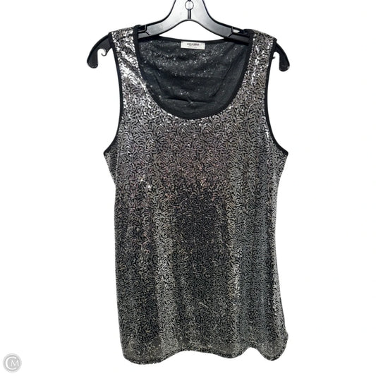 Sequin Top Sleeveless By Zeagoo In Silver, Size: L