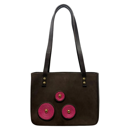 Suede Tote With Circle Appliqués By Casadei, Size: Small