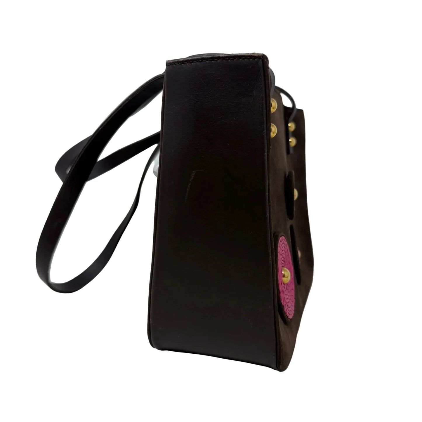 Suede Tote With Circle Appliqués By Casadei, Size: Small