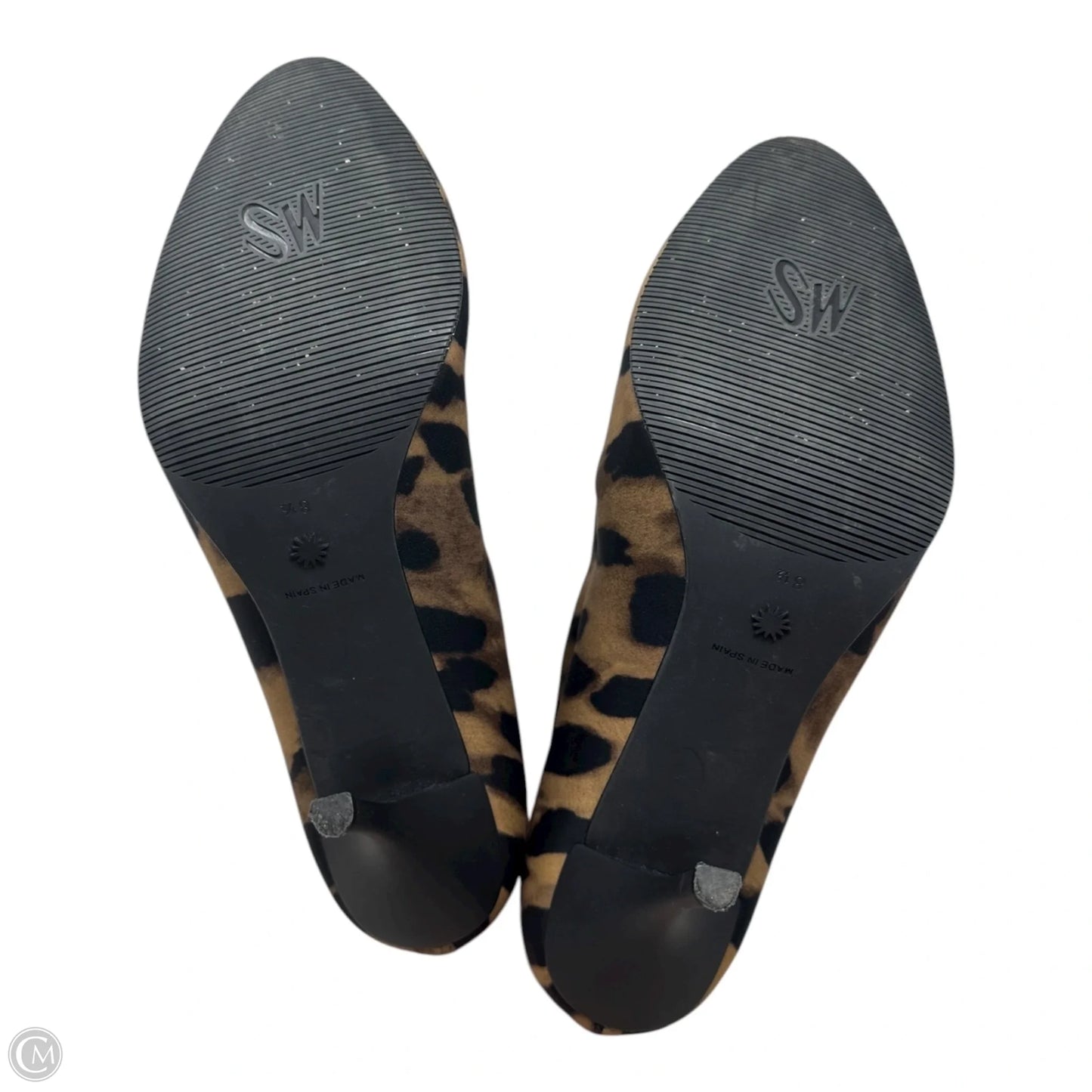 Leopard Stiletto Sock Boots Designer By Stuart Weitzman In Animal Print, Size: 8.5