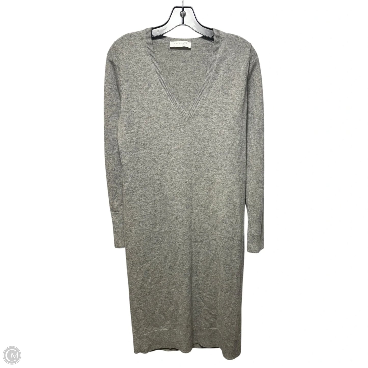 Cashmere V Neck Midi Dress By Everlane In Grey, Size: S